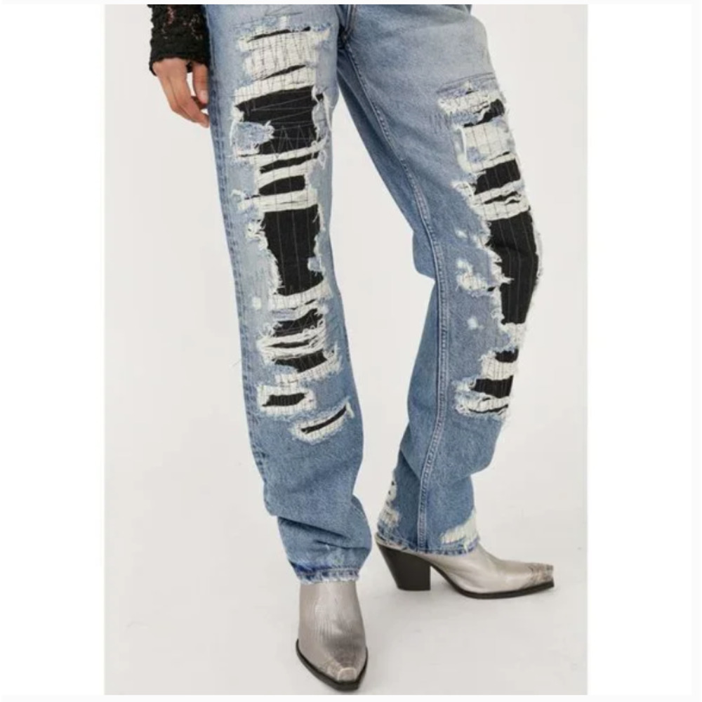 Destroyed Jeans Tattered Blue NEW - Picture 9 of 9